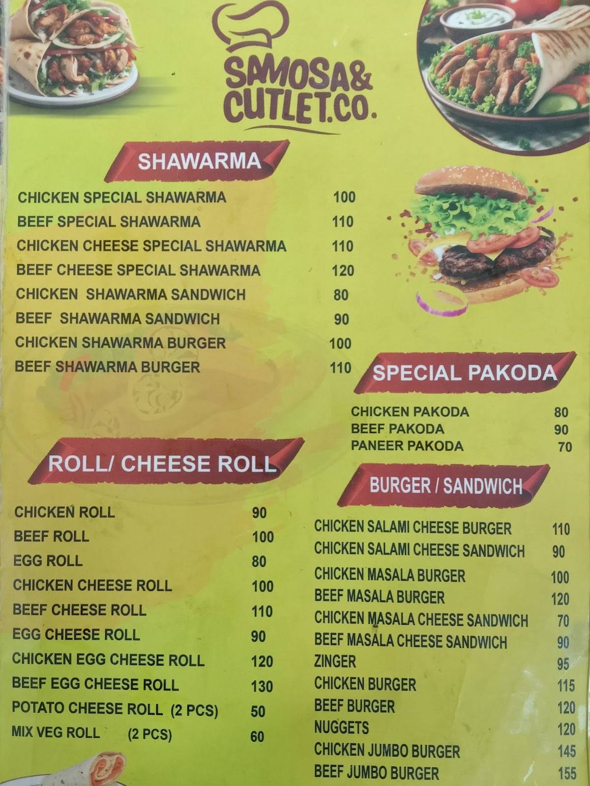 Samosa&Cutlet.Co. menu