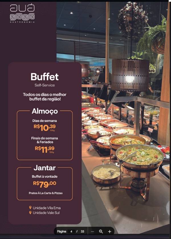 Auá Gastronomia Vale Sul Shopping cardápio