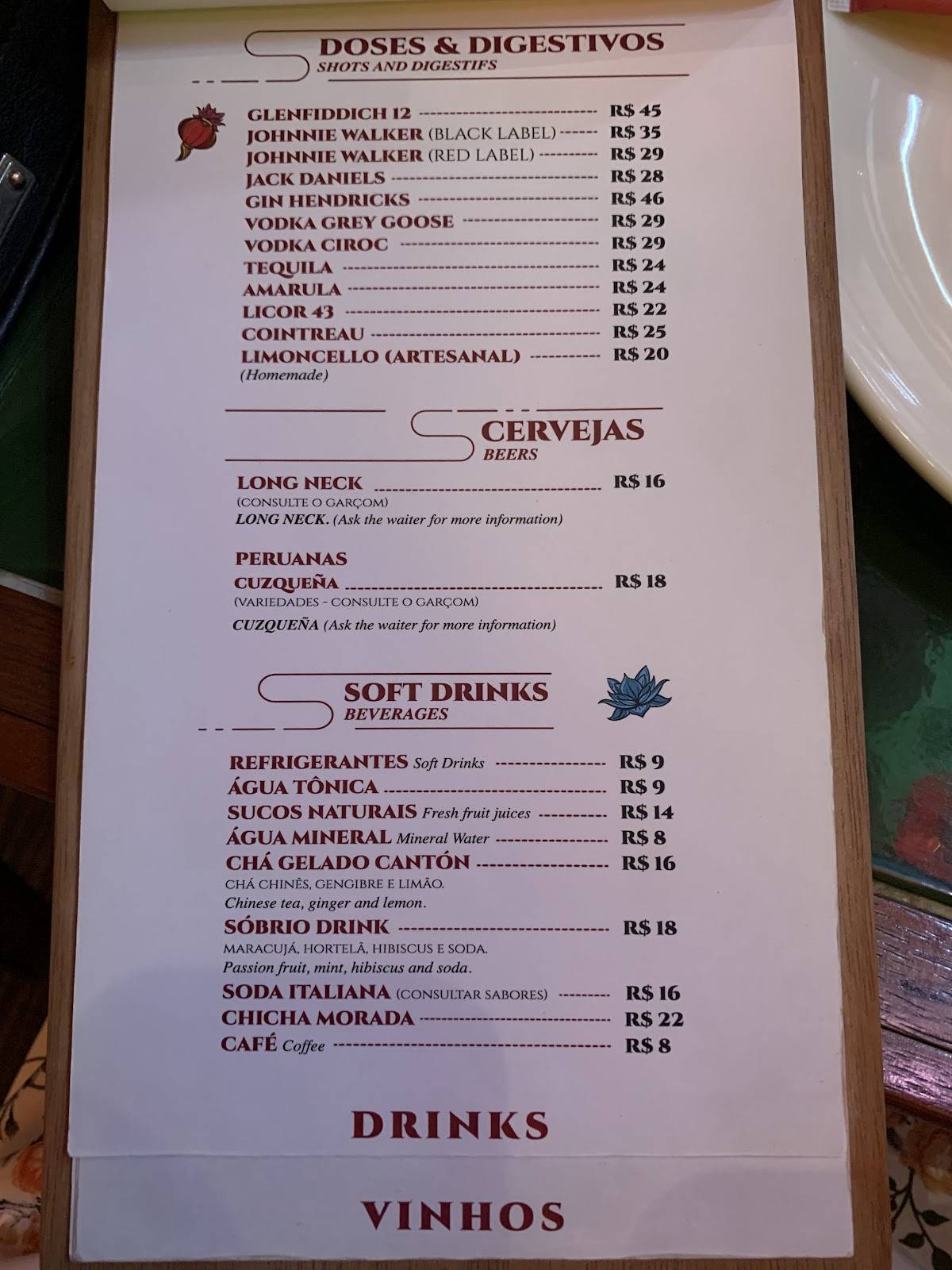 Cantón Moema cardápio