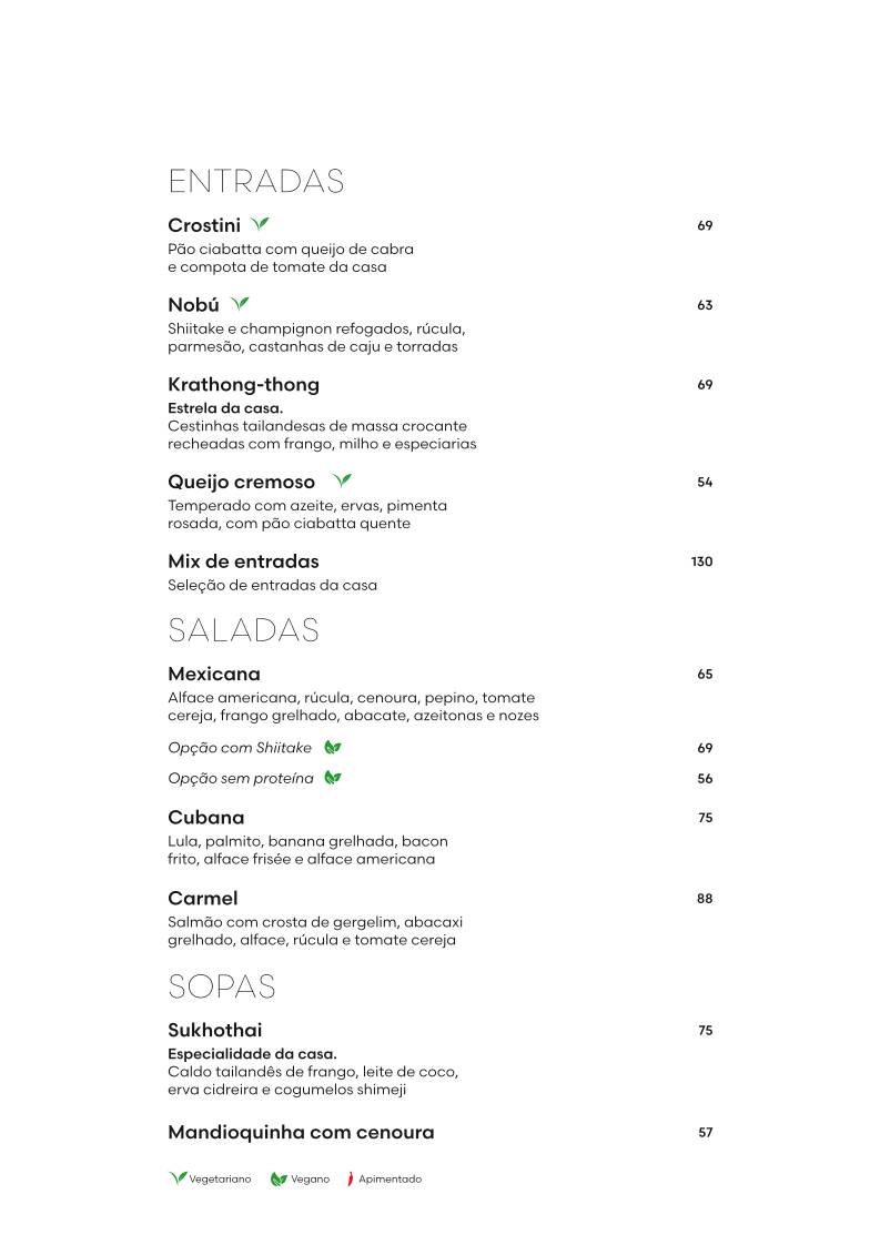 Restaurante Mestiço cardápio