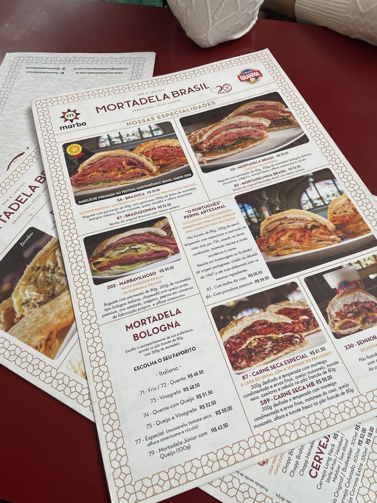 Mortadela Brasil cardápio