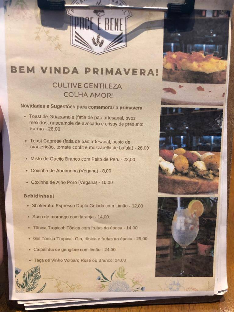 Pace e Bene Padaria Artesanal cardápio