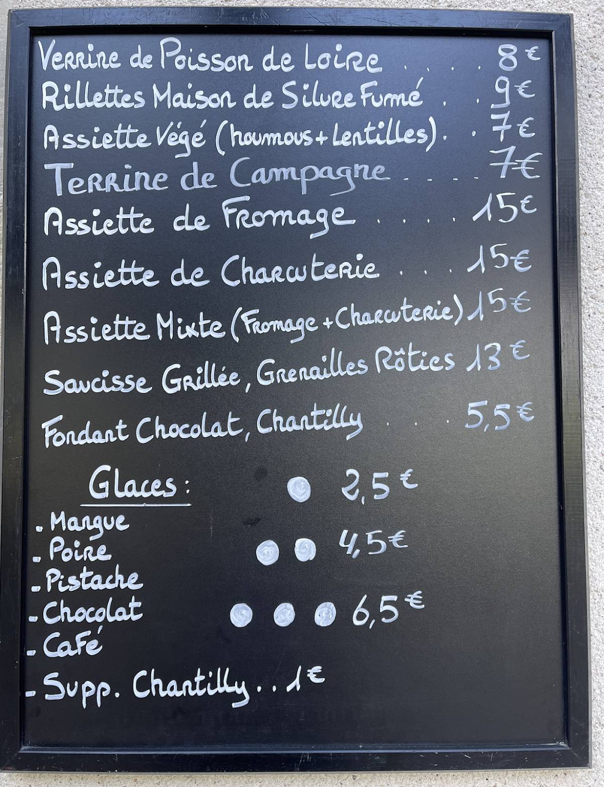 Menu de Sauvage