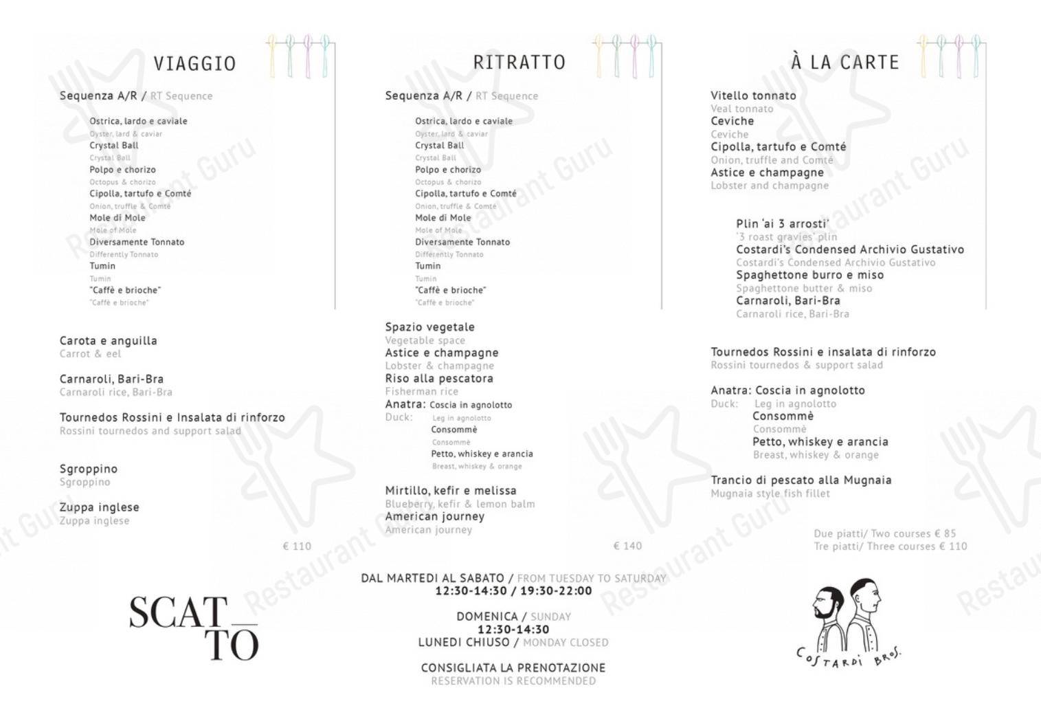 Scatto in Torino - Menu