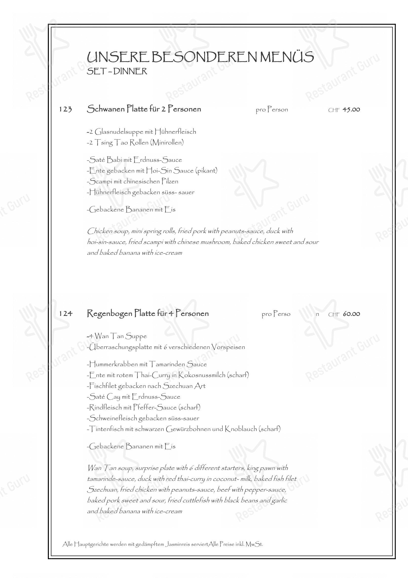 Schwanen in Lyss - Menu bar