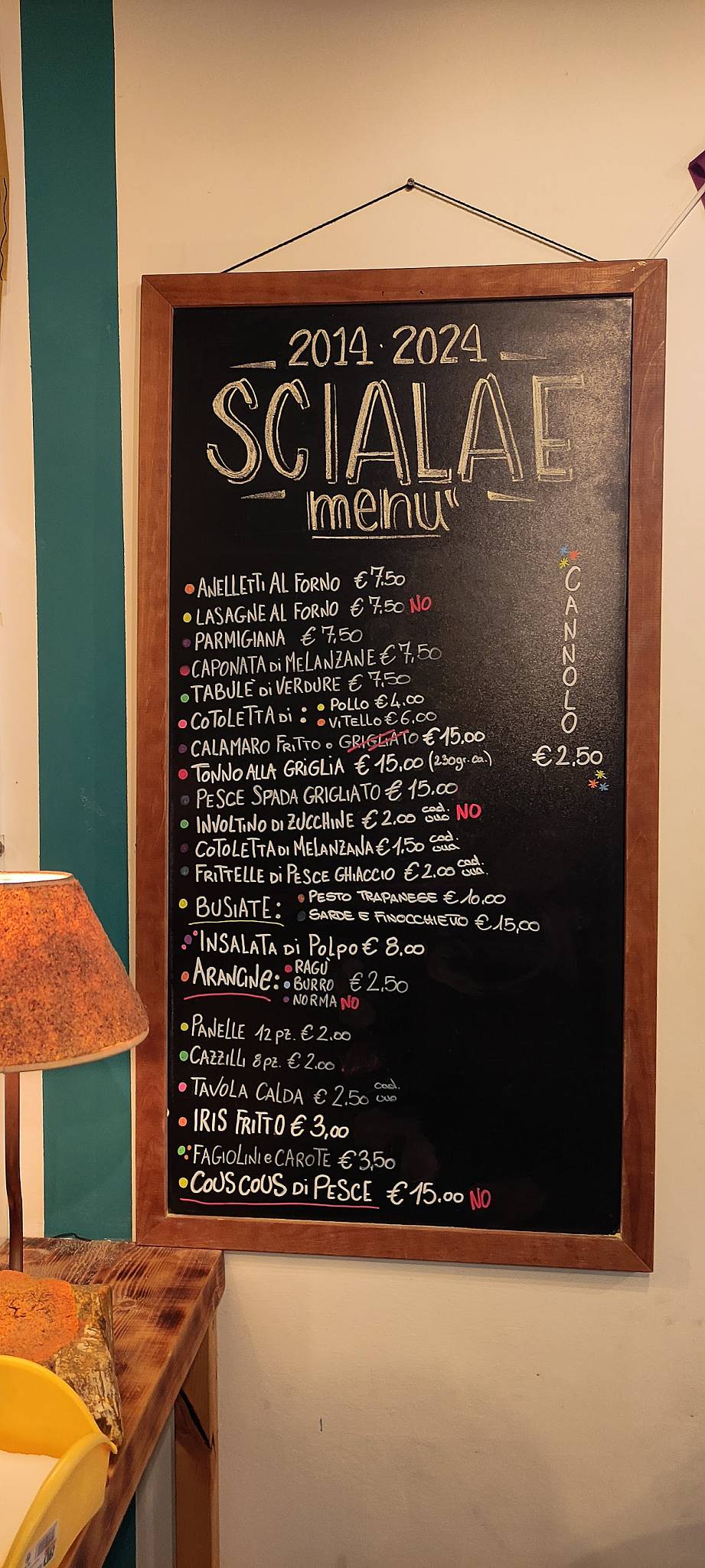 Menu di Scialae 