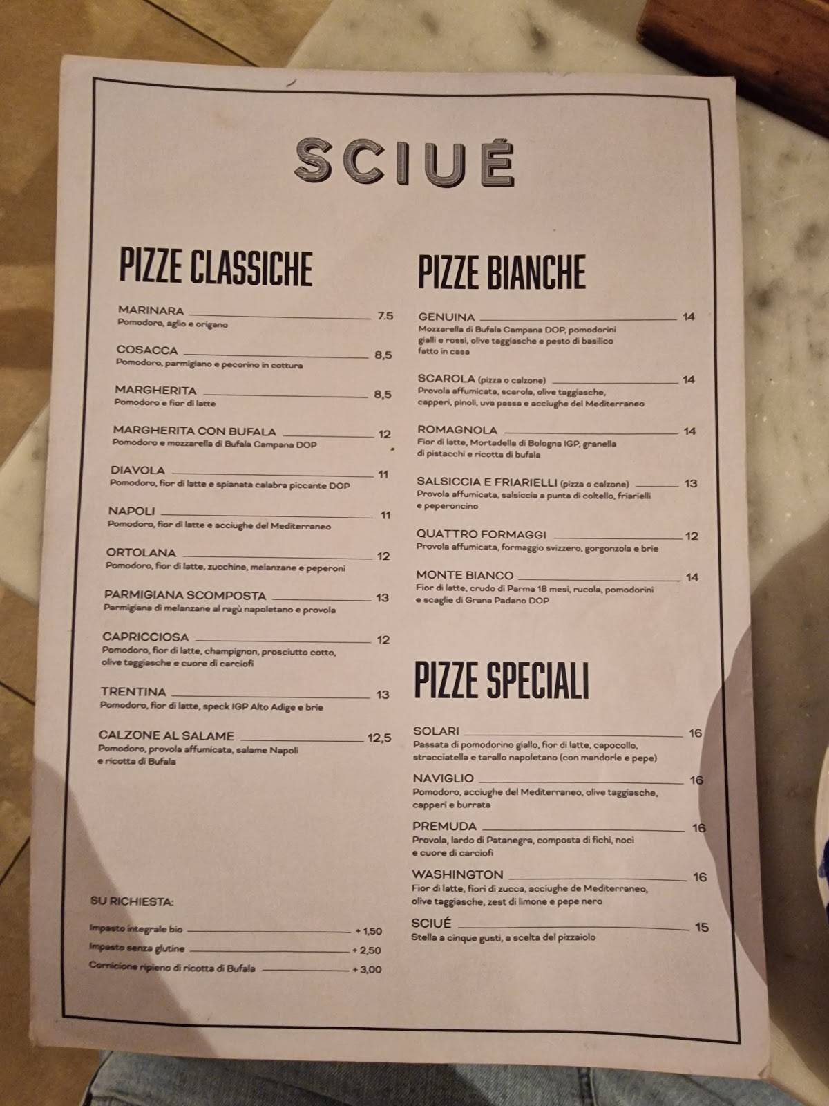 Menu di Sciué Navigli 