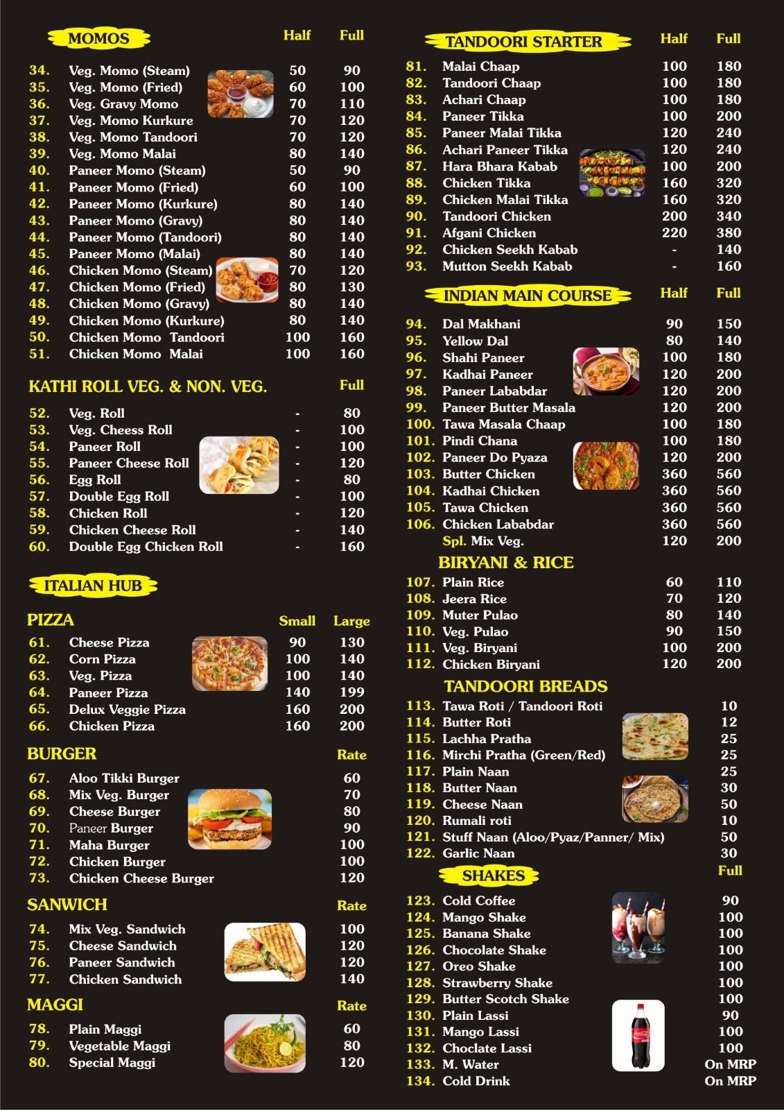 Scoop Zone Restaurant menu