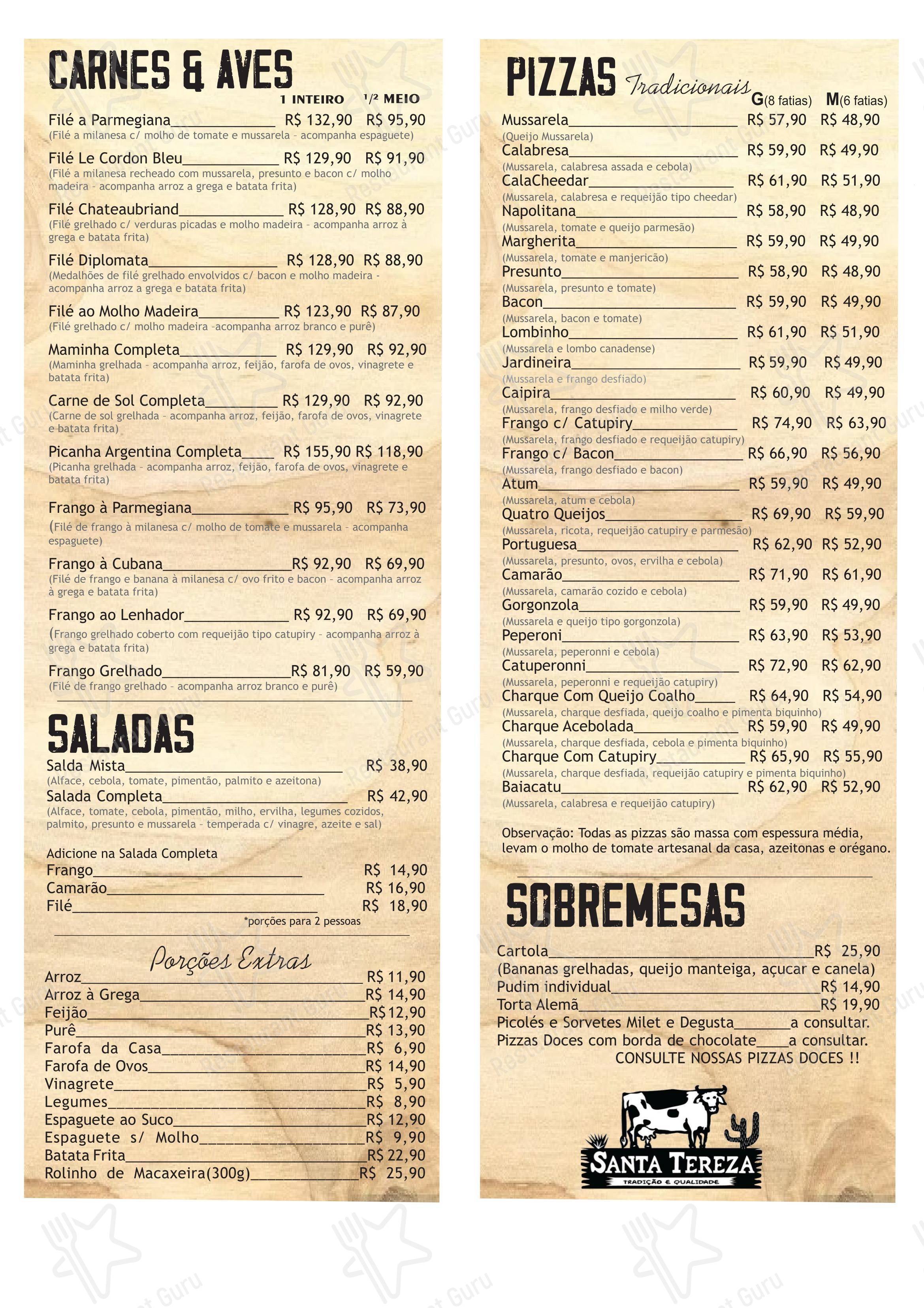 Seu Lenha em Recife - Menu