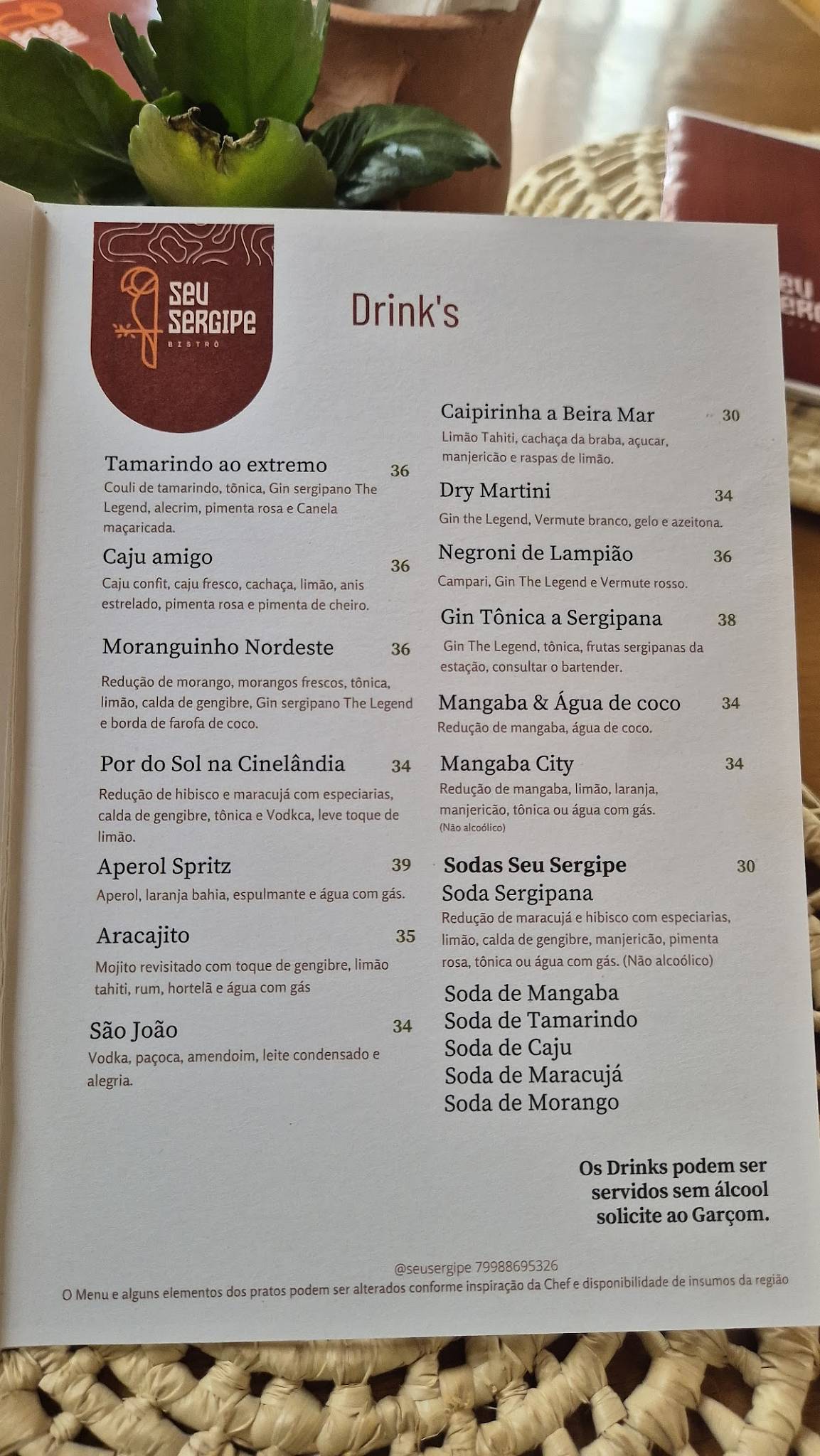 Seu Sergipe cardápio