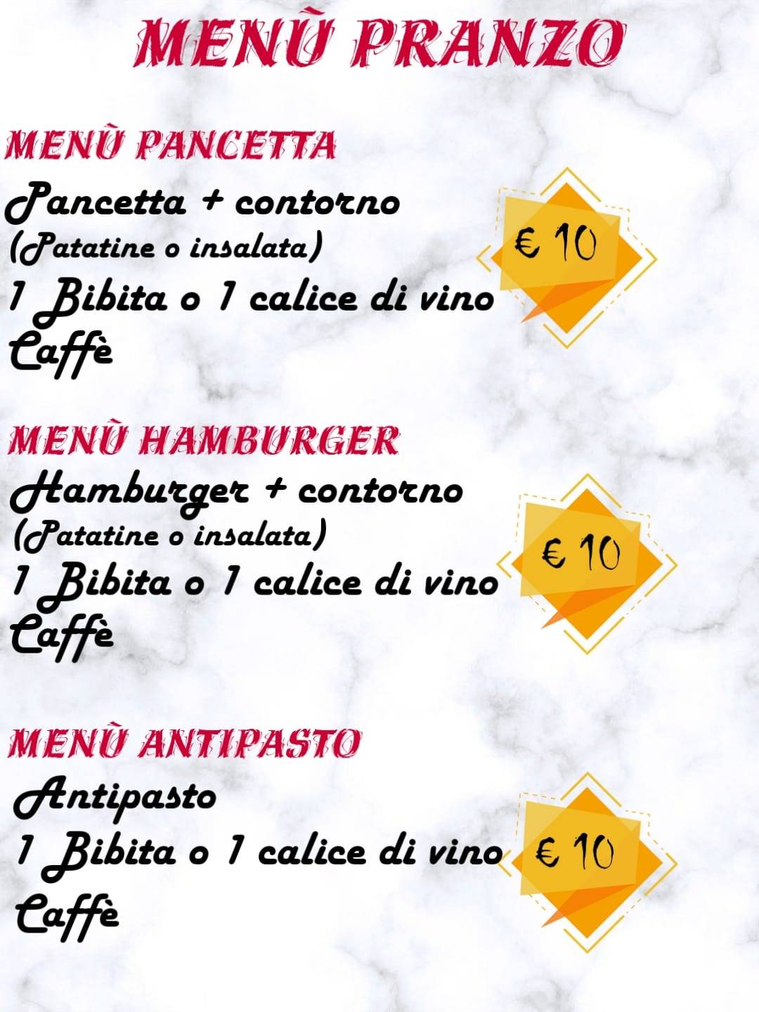 Menu di Shake Bisteccheria Pizzeria 