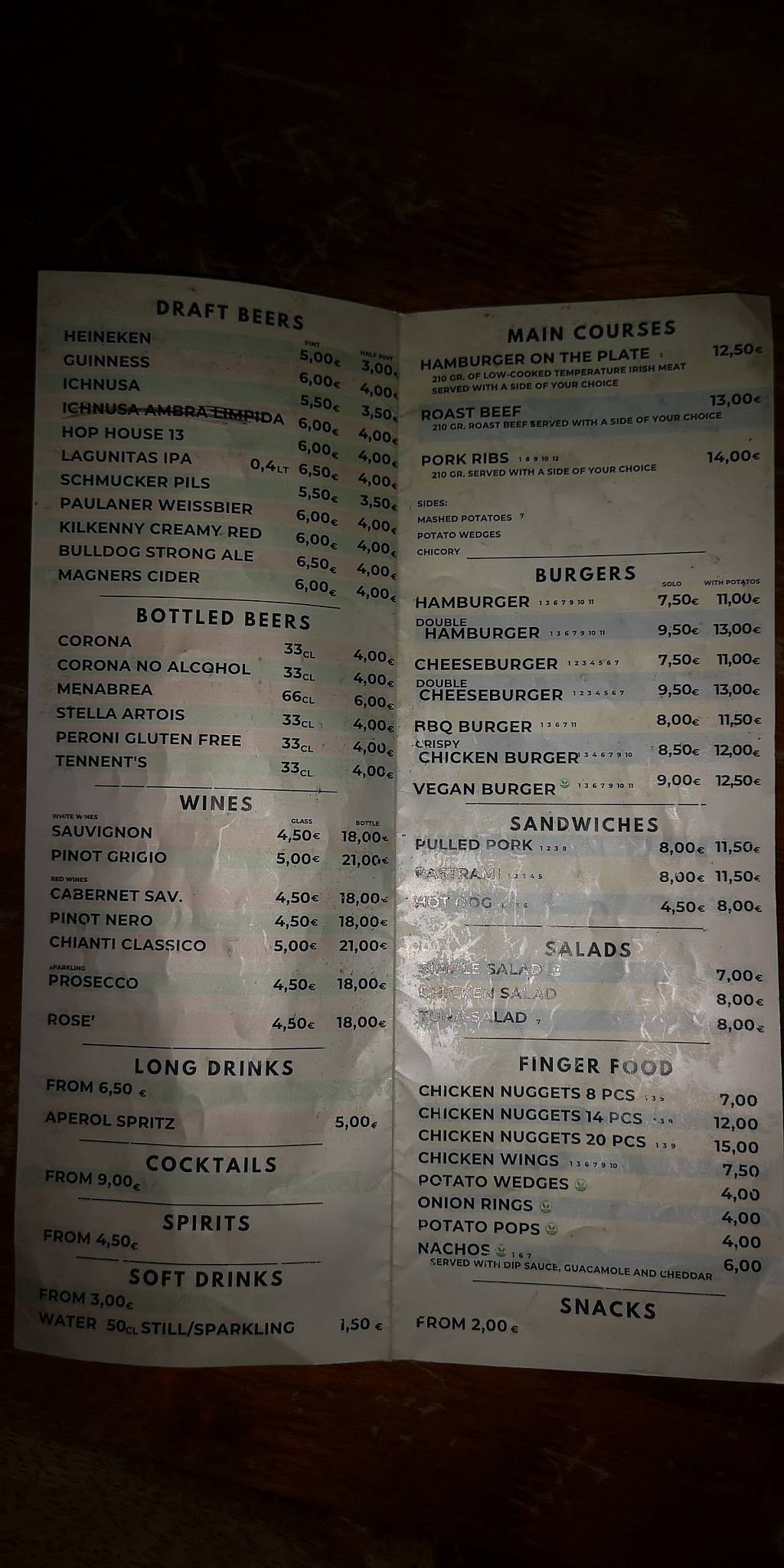 Menu di Shamrock 