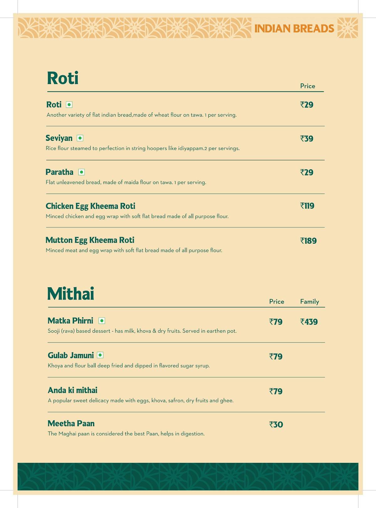 Sharief Bhai Biryani Tumkur menu