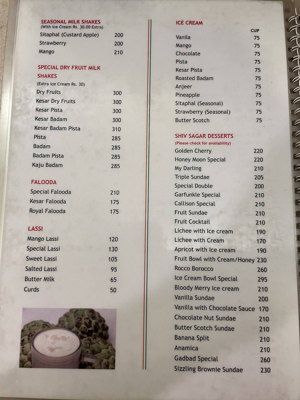 Shiv Sagar Veg Restaurant menu