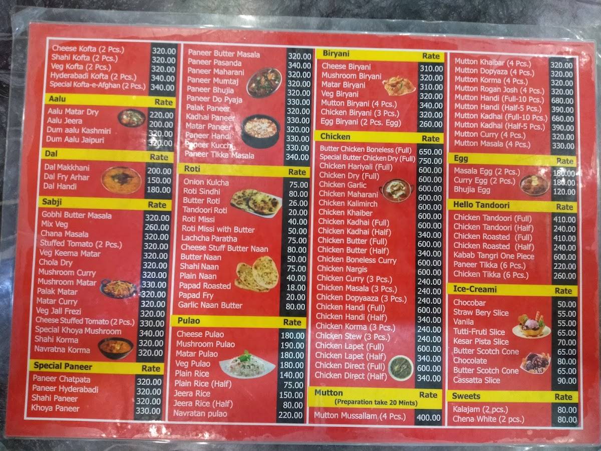 Shivam Restaurant menu