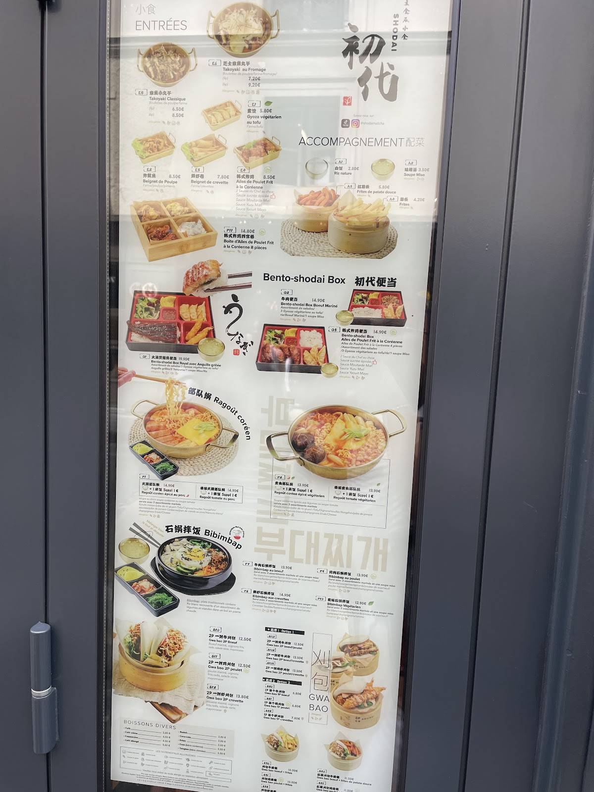 Menu de Shodaï Matcha Paris