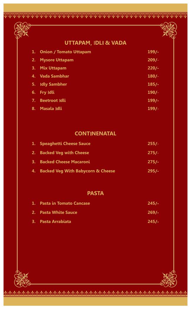 Shreemaya Restaurant menu