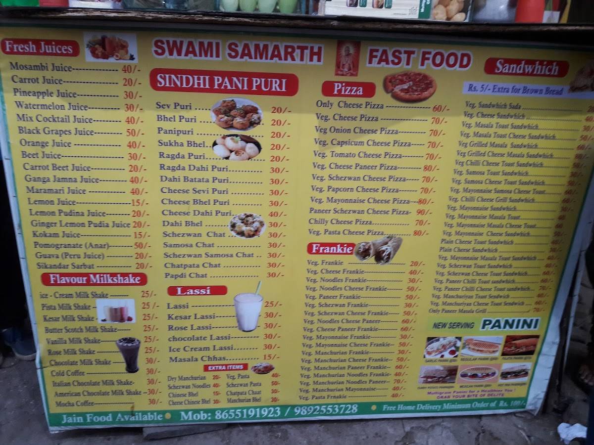 Shri Swami Samarth Vada Pav Stall menu