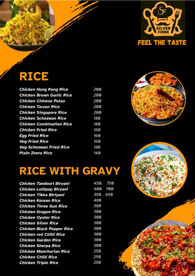 Silver Fork Restaurant menu