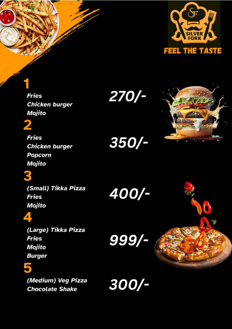 Silver Fork Restaurant menu