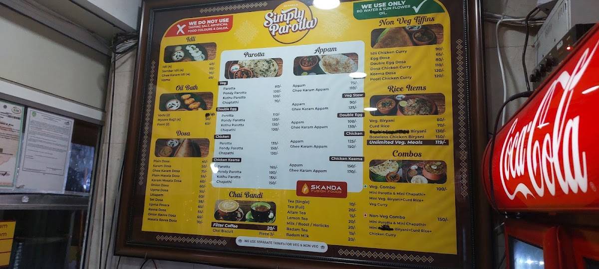 Simply Parotta by Skanda's menu