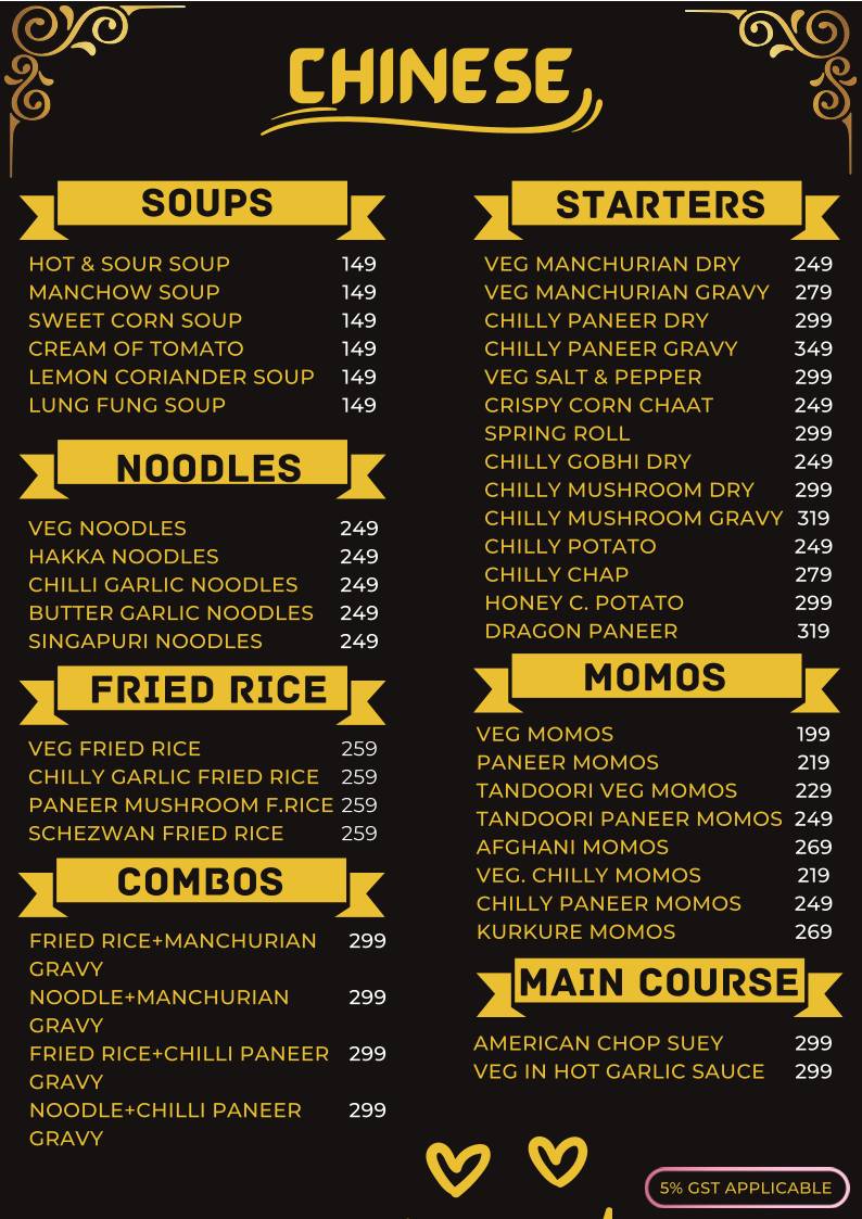 Sky Cafe menu