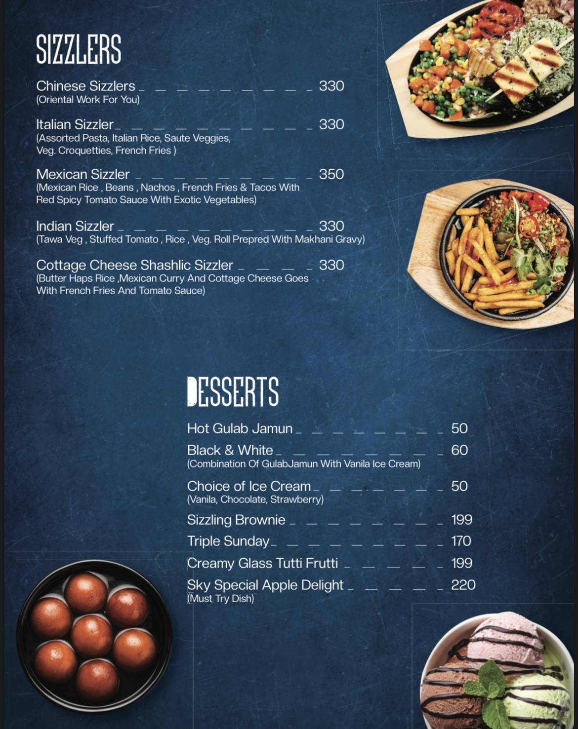 Sky Rooftop Cafe & Restaurant menu