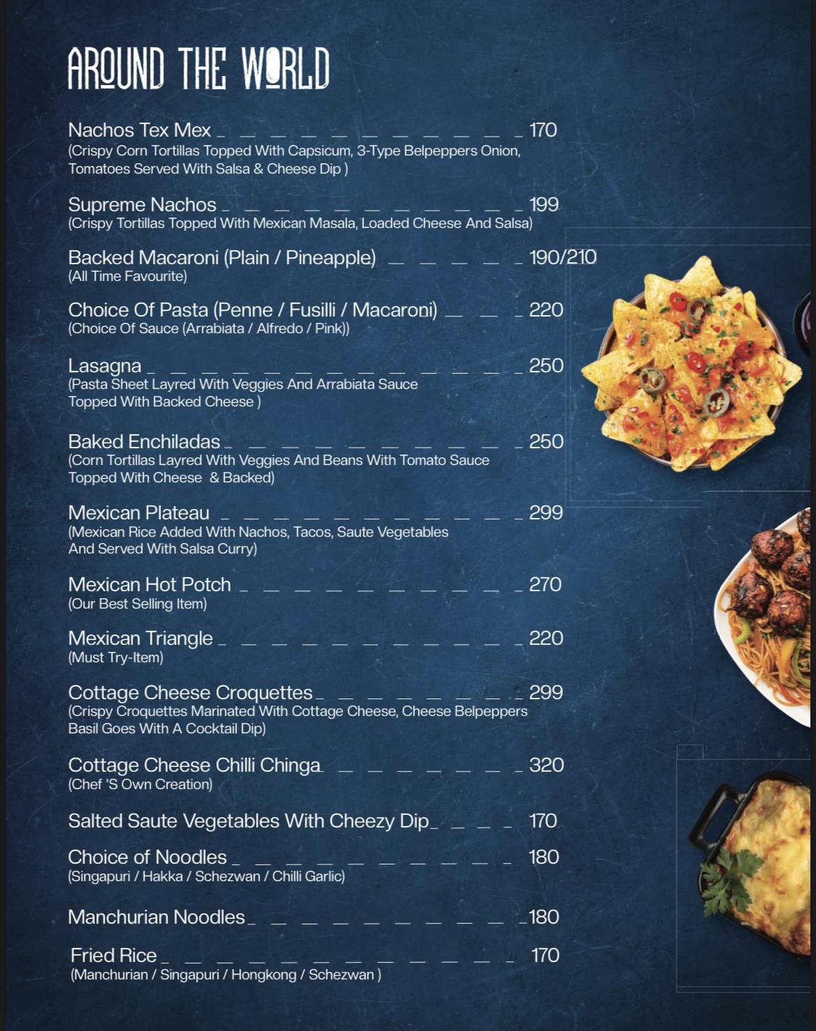 Sky Rooftop Cafe & Restaurant menu