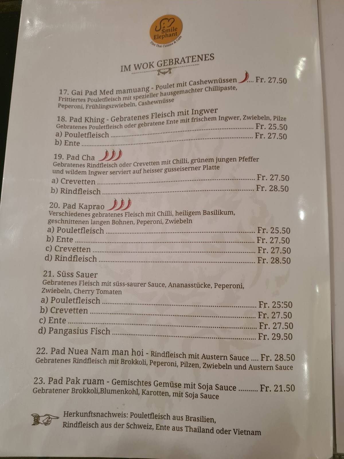 Menu di Smile Elephant 