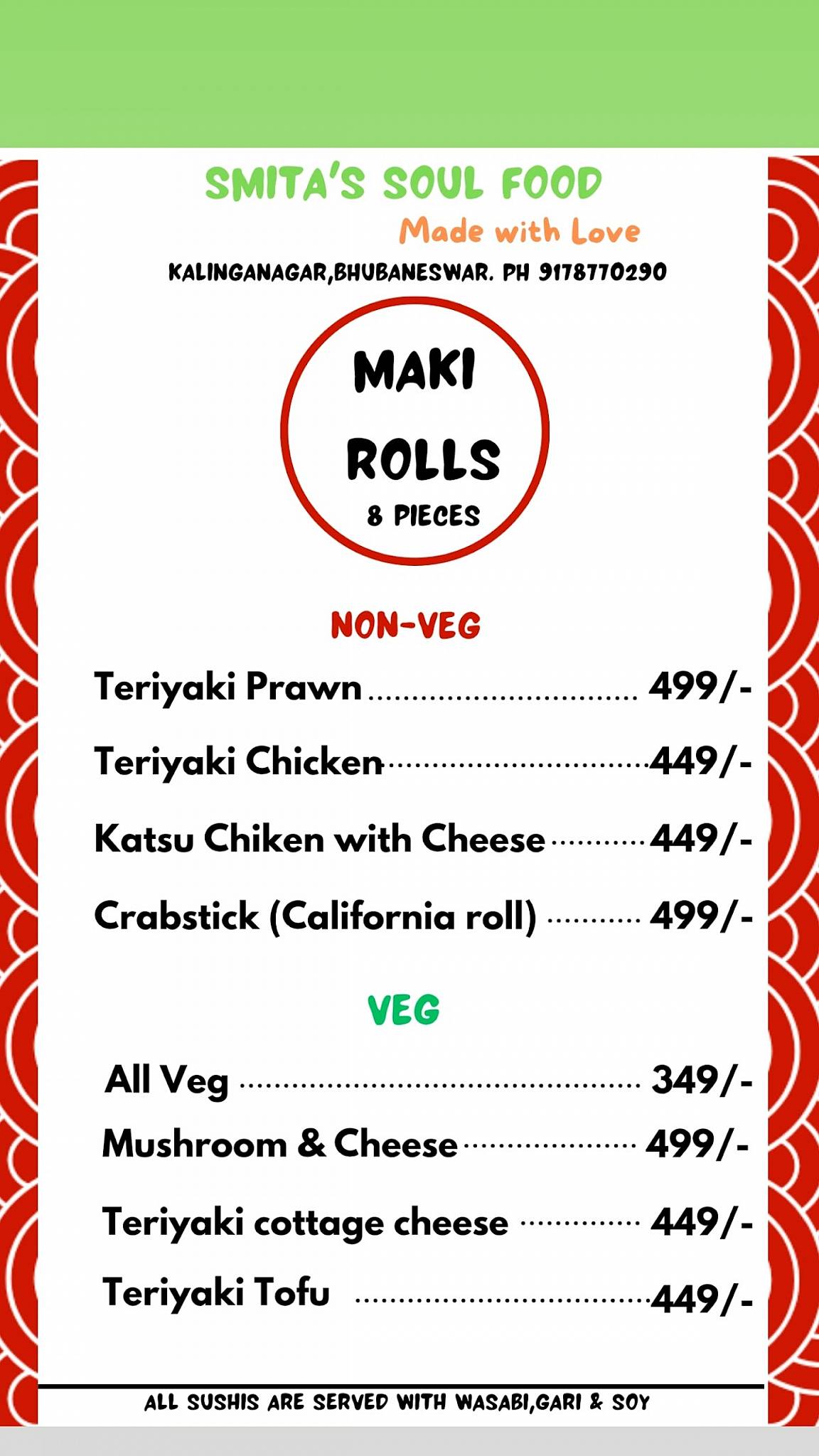 Smita's Soul Food menu