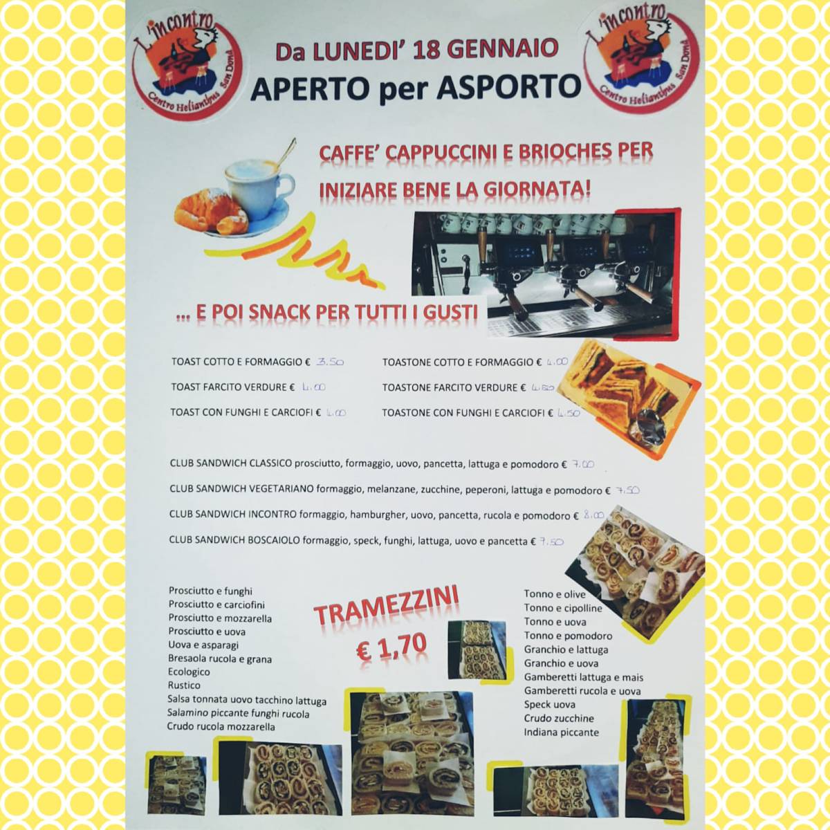 Menu di Snack Bar L'Incontro 