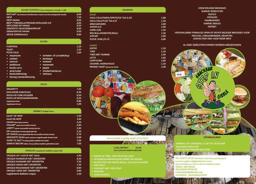 Menu de Snackbar Step In
