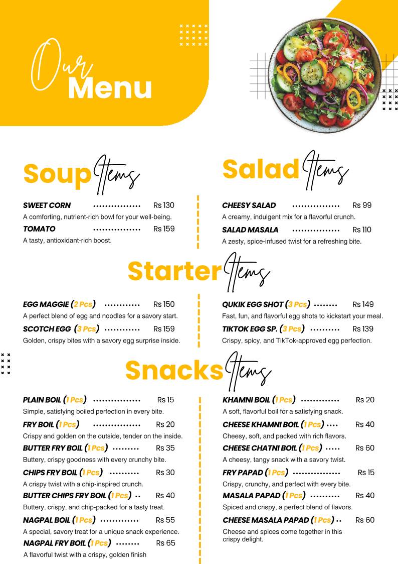 Sonu Egg World - Best Egg Restaurant menu