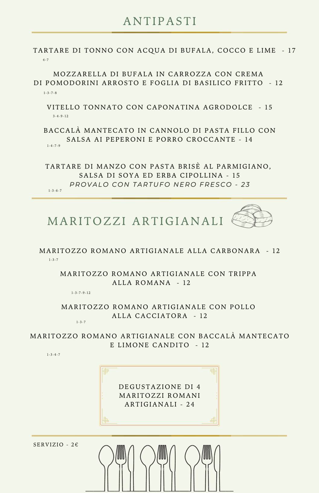 Menu di Sospiro Trastevere - Ristorante & Terrace Bar 