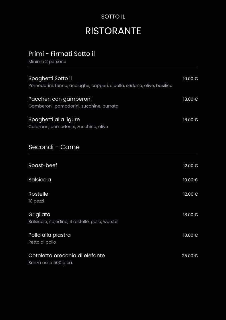 Menu di Sotto Il Albenga 