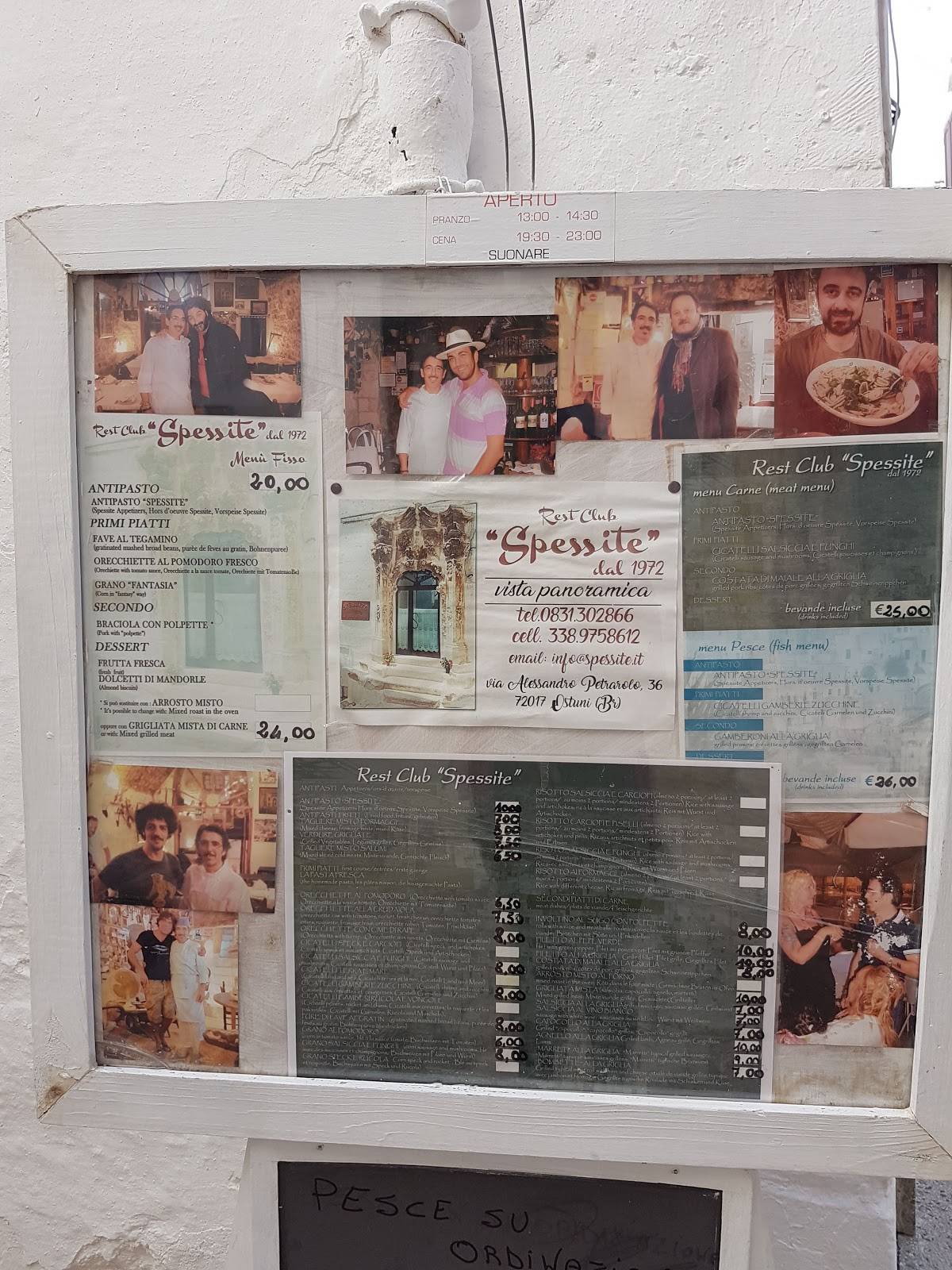 Menu di Spessite 