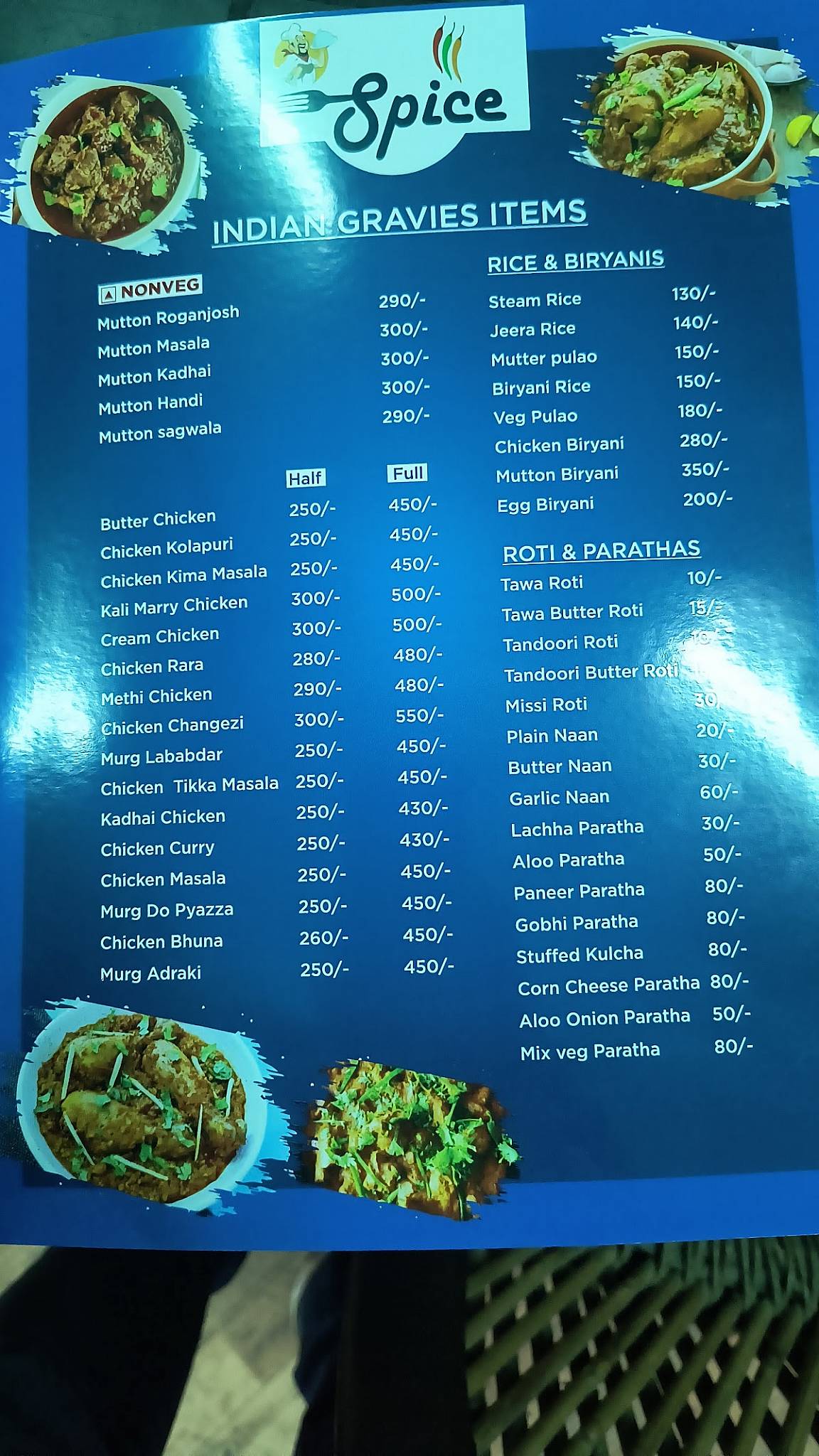 Spice Hut & Restaurant menu