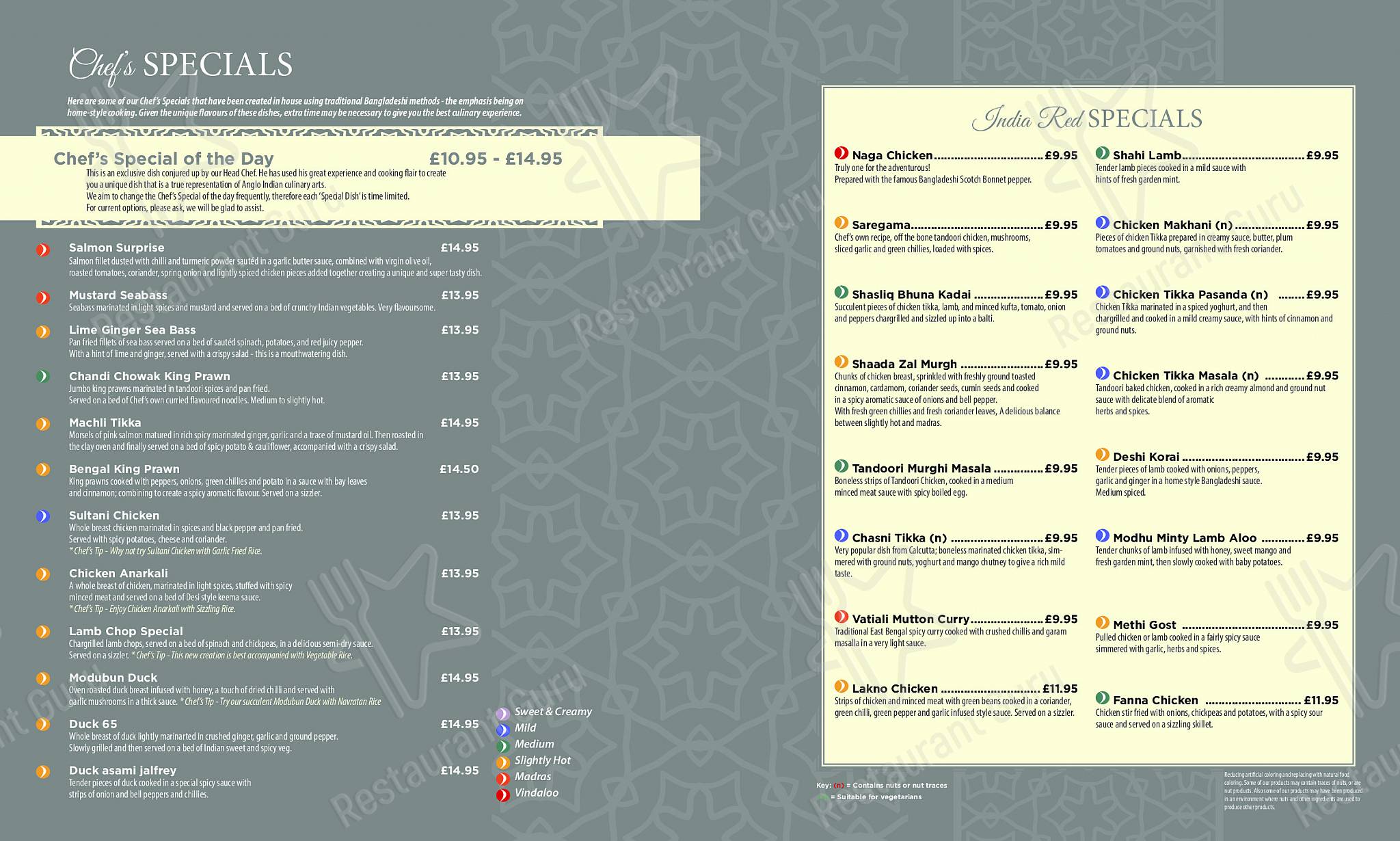 Menu at Spice of Hednesford restaurant, Cannock
