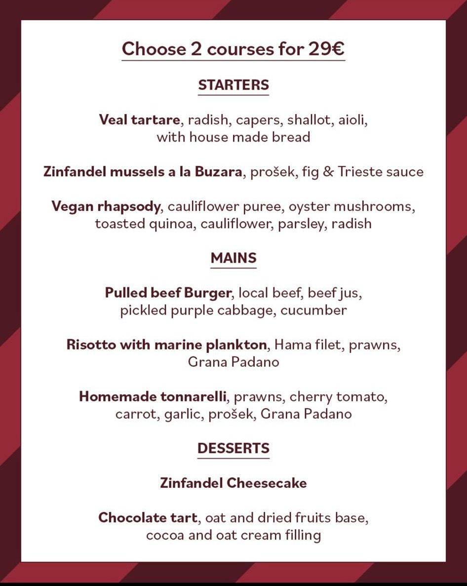 Menu di Zinfandel Food & Wine Bistro 
