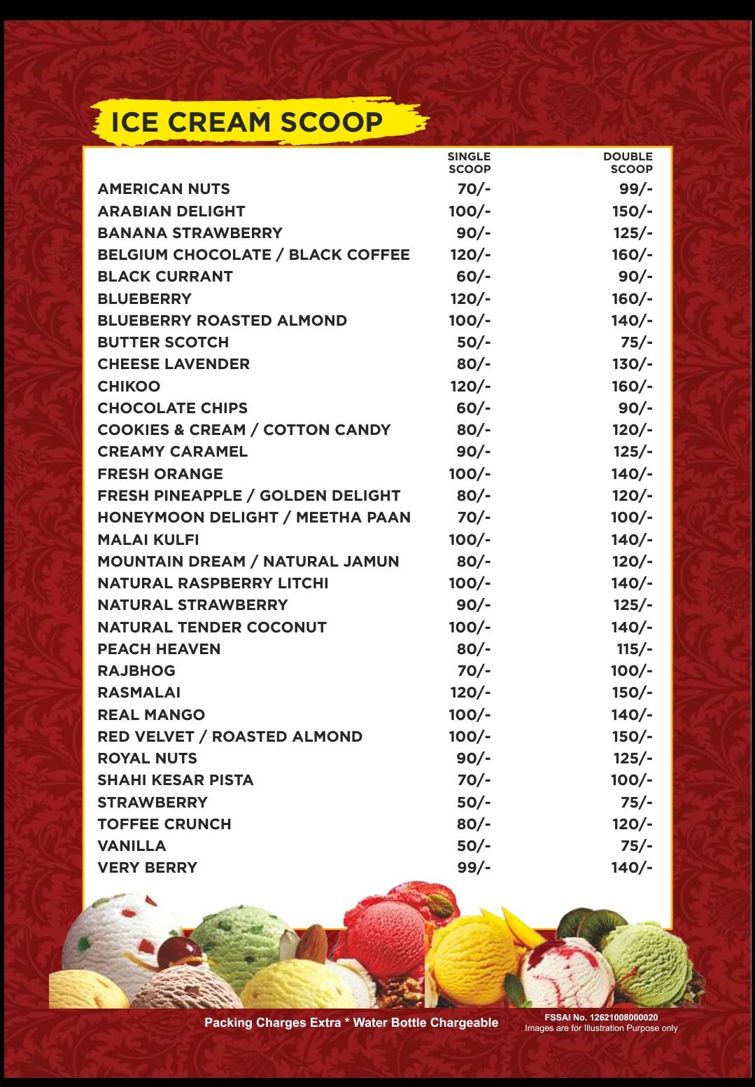 Tropical Cafe & Creamery menu