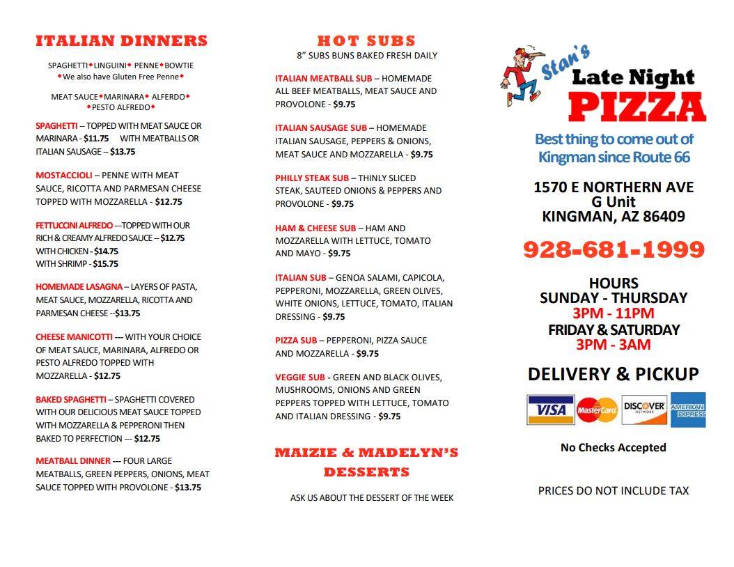 Menu At Stan s Late Night Pizza Pizzeria Kingman menu-at-stan-s-late-night-pizza-pizzeria-kingman
