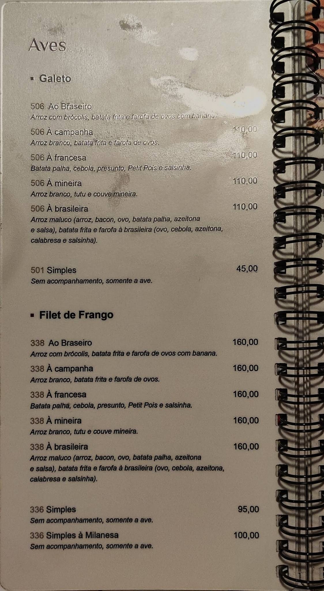 Braseiro da Gávea cardápio
