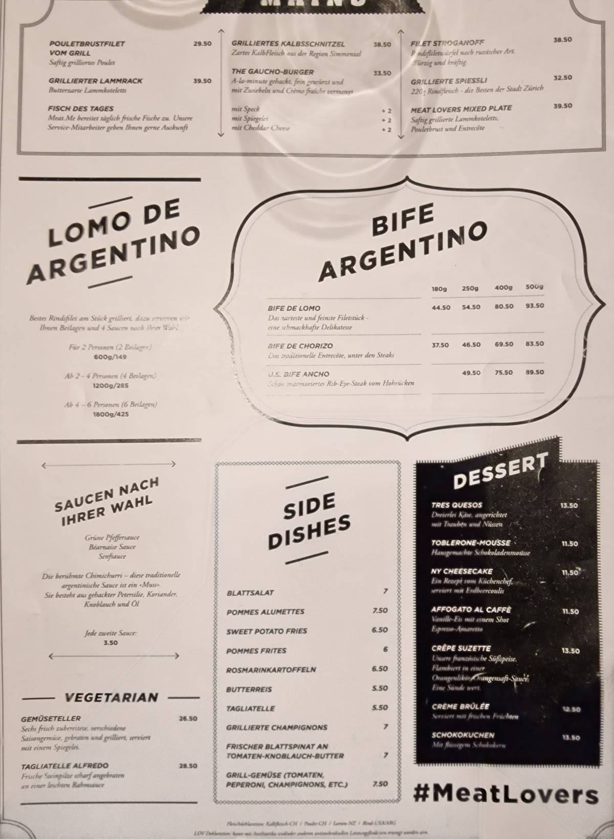 Menu di Steakhouse Meat Me 