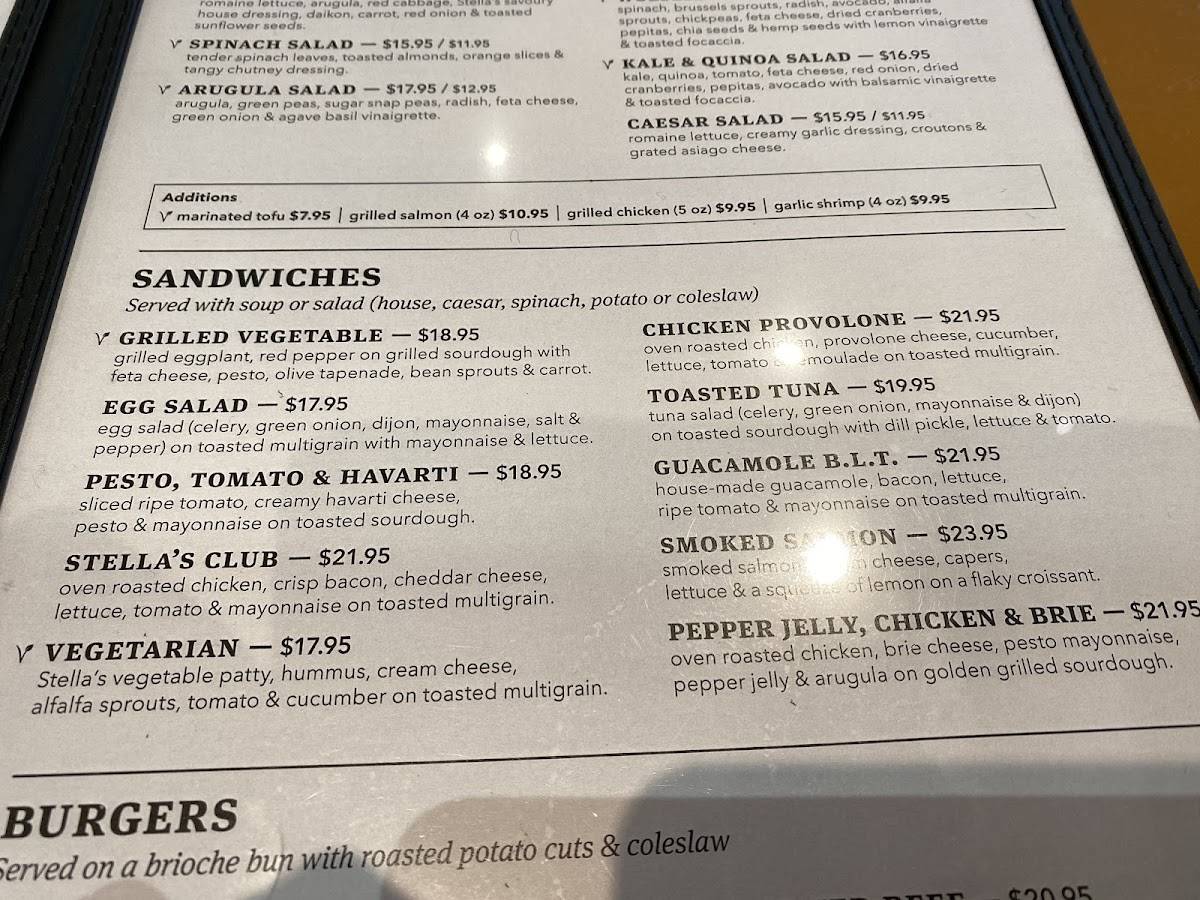Menu de Stella's @ the Winnipeg International Airport