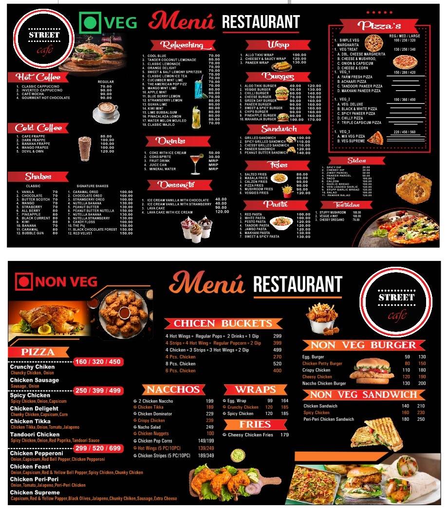 Streets Cafe menu