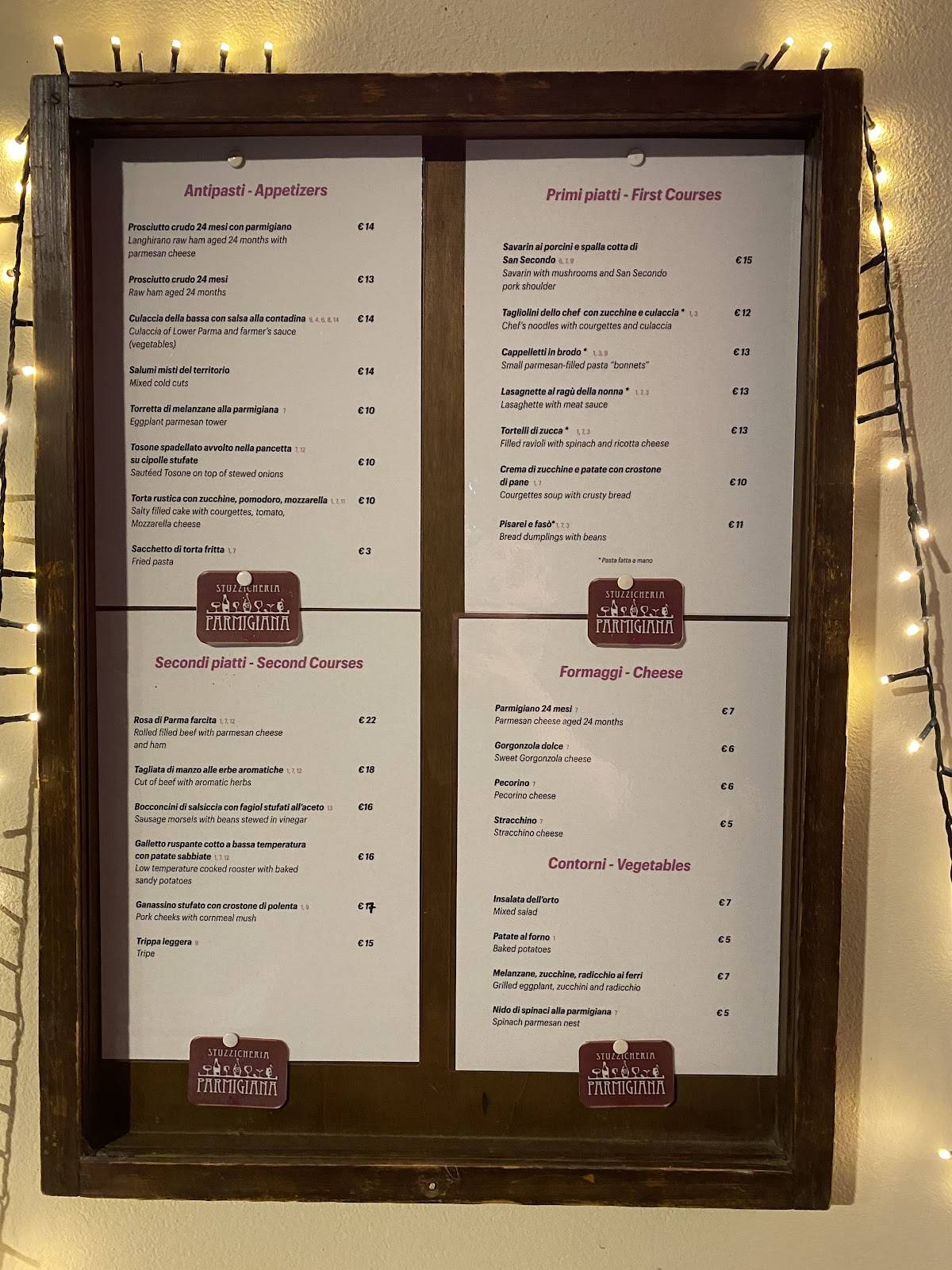 Menu di Stuzzicheria Parmigiana 