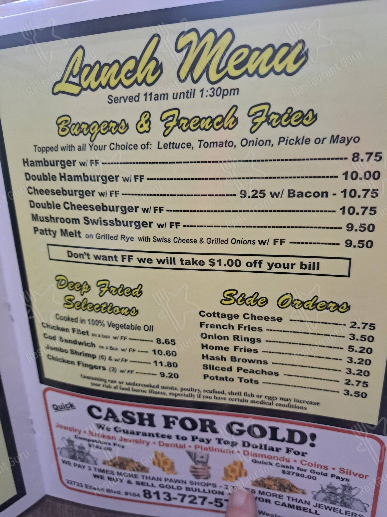 Menu at Sugar Shack restaurant, Zephyrhills, Co Rd 54