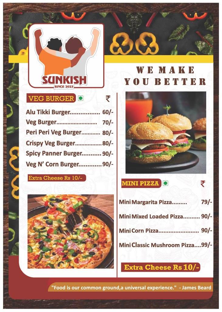 Sunkish Cafe menu