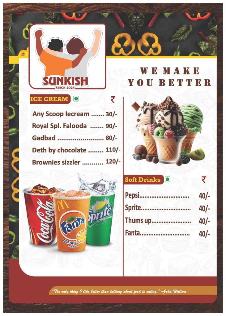 Sunkish Cafe menu