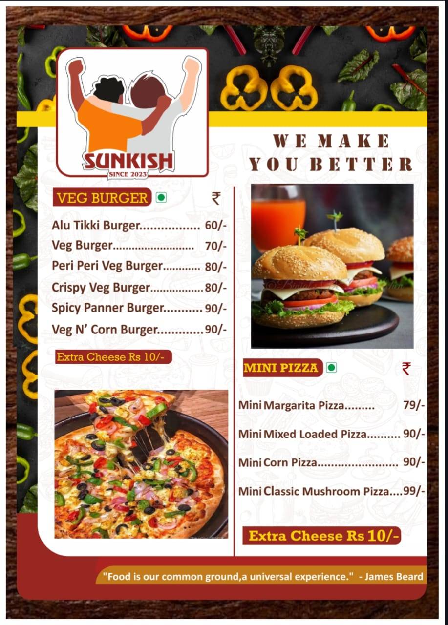 Sunkish Cafe menu